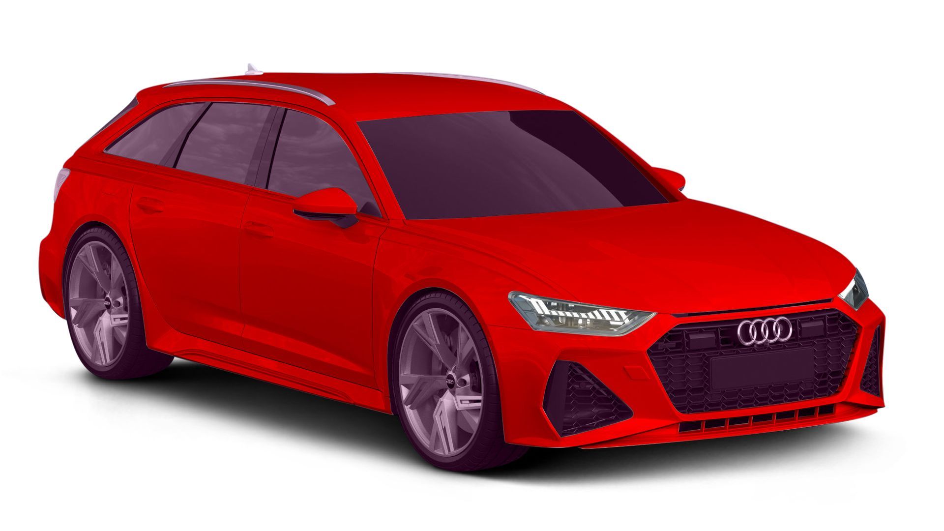 A red audi rs6 is shown on a white background.