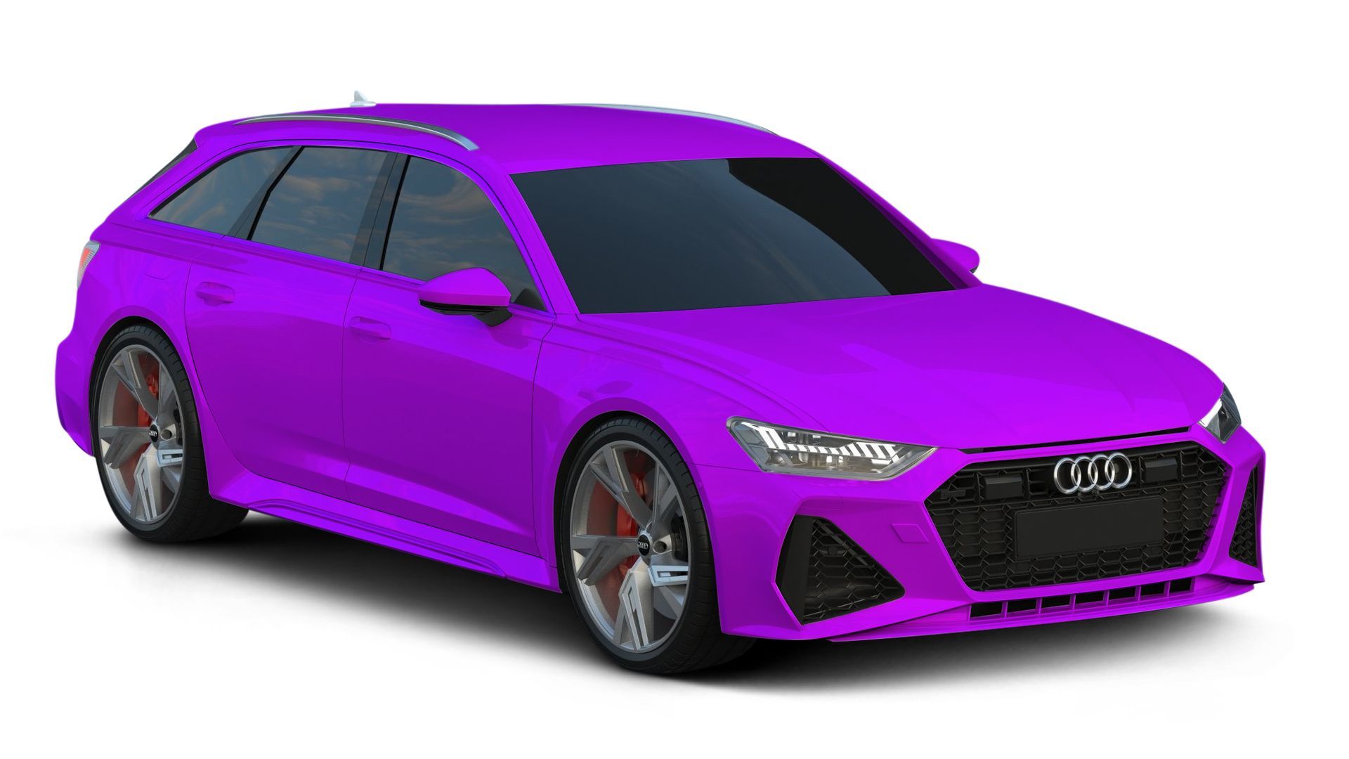 A purple audi rs6 avant is shown on a white background.