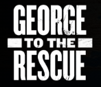 The logo for george to the rescue is white on a black background.