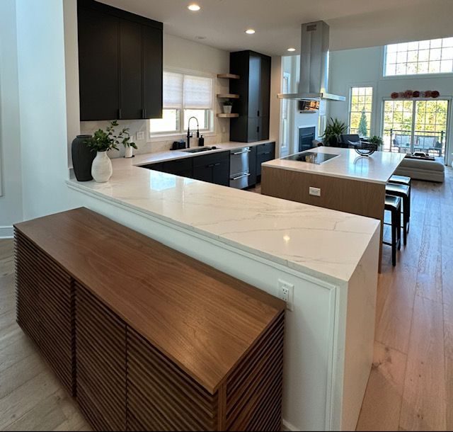 bar counter with wooden cabinet