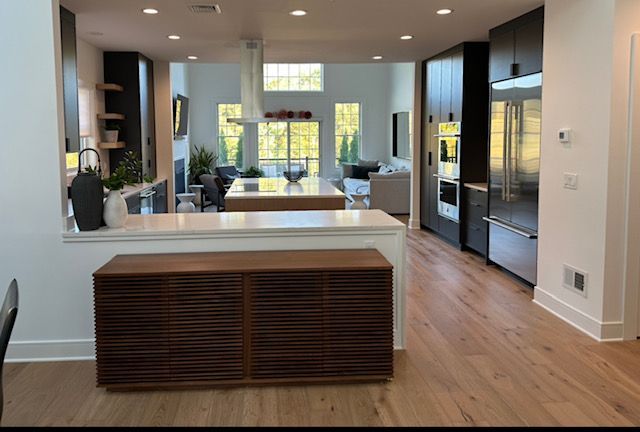 view of the open kitchen layout