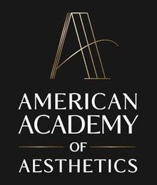 American Academy of Aesthetics logo in white on a black background