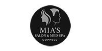 Logo for MIA's Salon & Med Spa Coppell, black circular emblem with white animal silhouette