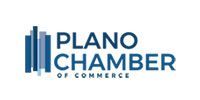 Plano Chamber of Commerce logo in blue and gray text with stylized building bars