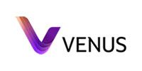 Stylized purple-orange V logo with the word VENUS in black on a white background
