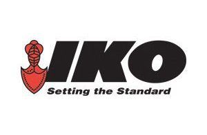 IKO logo with red trowel icon; black text