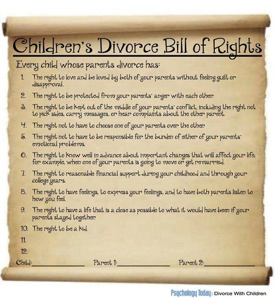 children divorce bill of rights