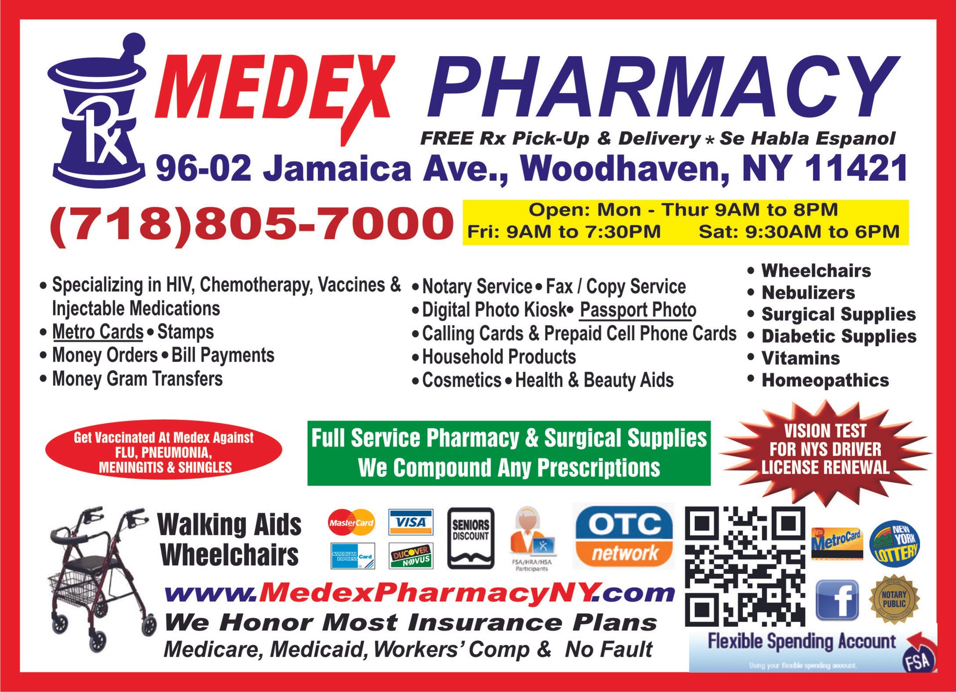 Medex Pharmacy business card