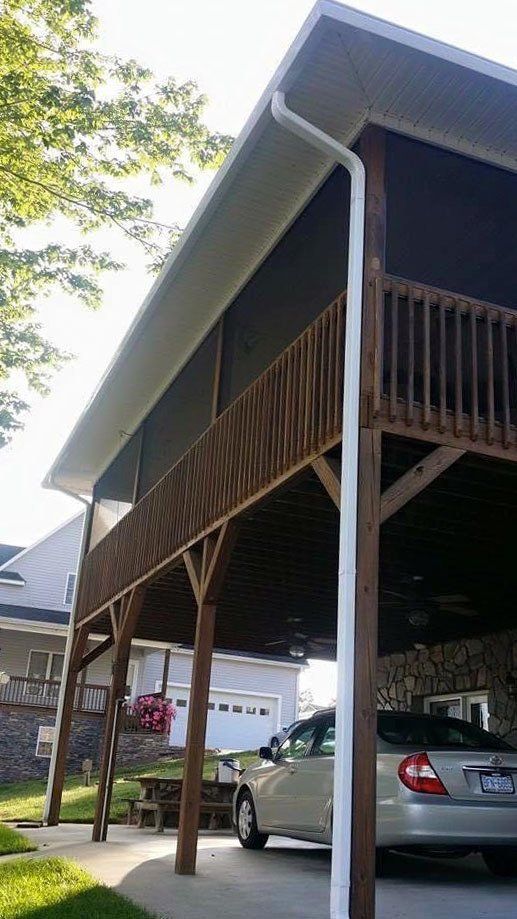 Gutter and trim on the deck area