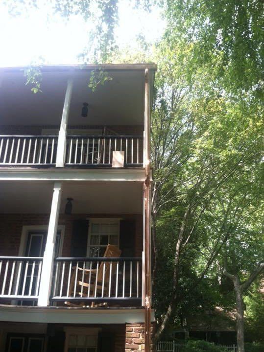 Two-story house with a gutter