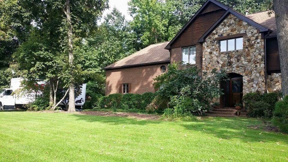 Service truck next to the house