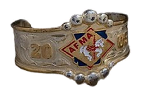 A bracelet with the word afma on it
