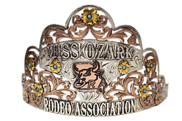 A missouri rodeo association belt buckle on a white background