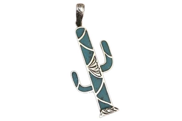 A pendant in the shape of a cactus on a white background.