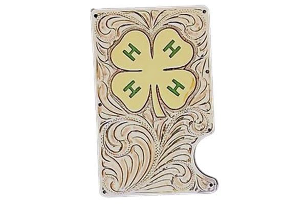 A four leaf clover with the letter h on it