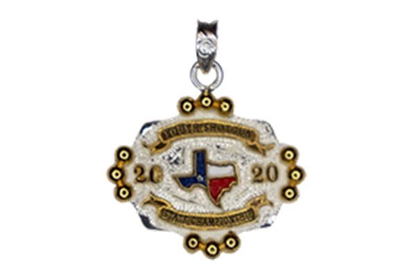 A pendant with a texas flag on it
