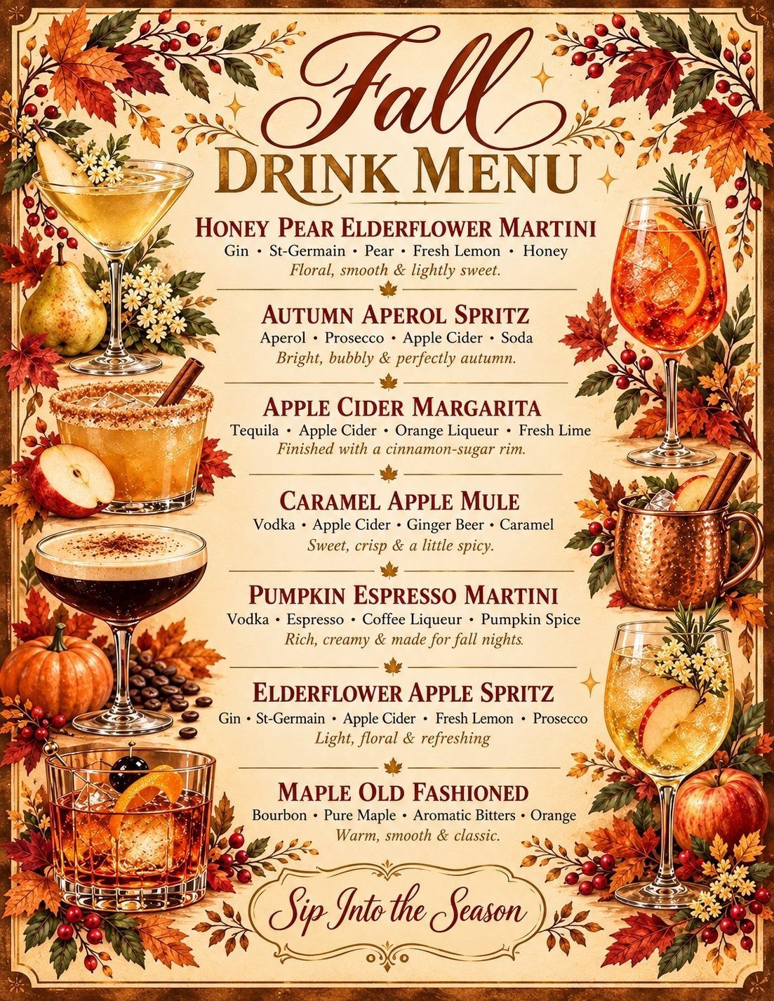 Fall Drink Menu
