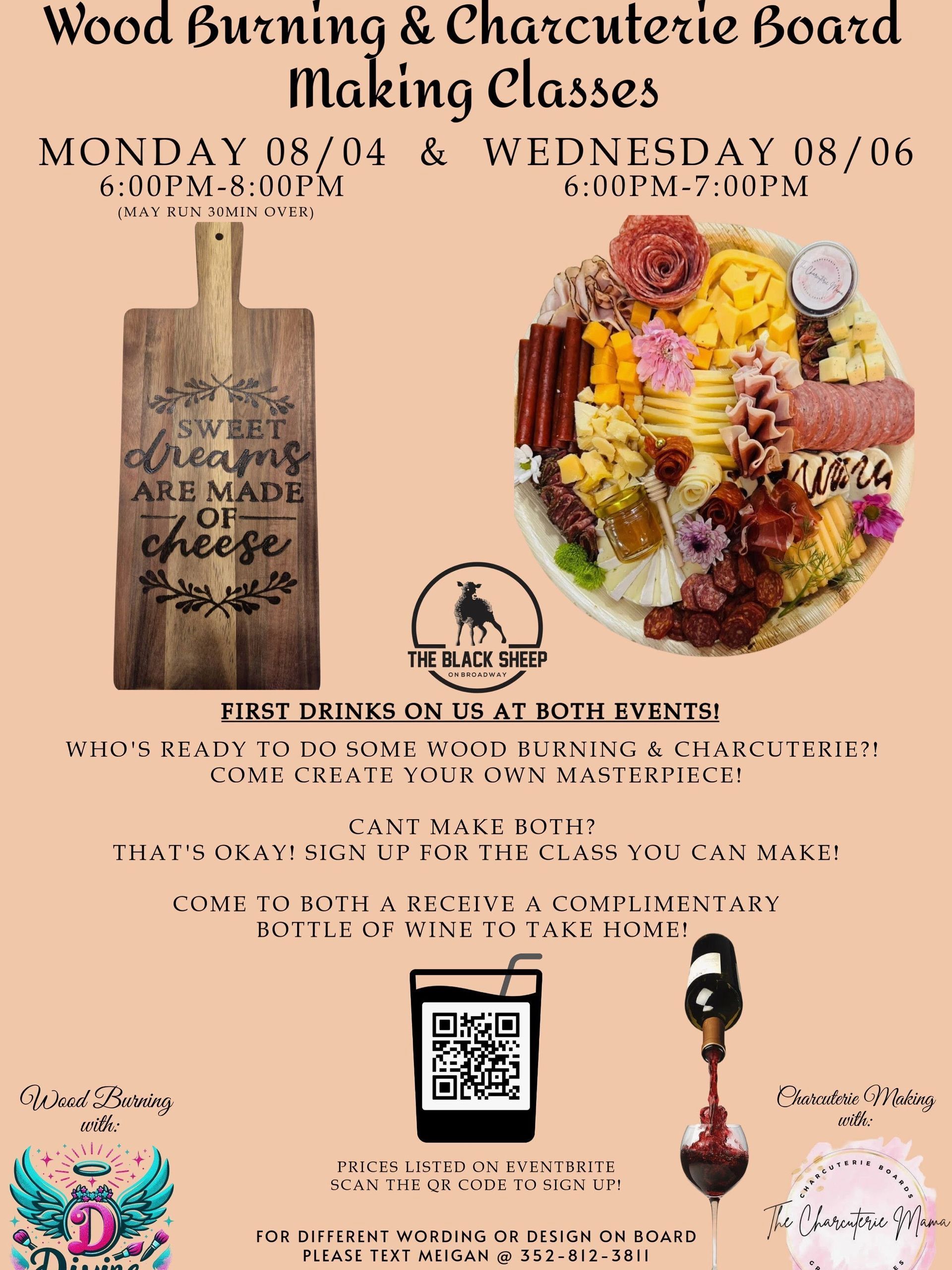 Wood burning and charcuterie board making classes
