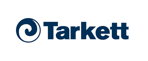 The tarkett logo is blue and white on a white background.