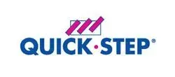 The quick step logo is blue and pink on a white background.