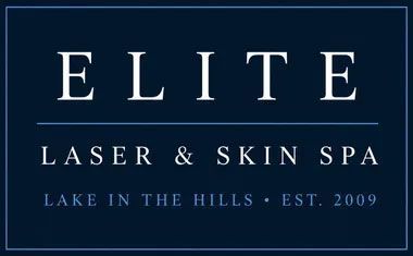 Elite Laser & Skin Spa logo in white on dark blue, with “Lake in the Hills • Est. 2009” beneath.