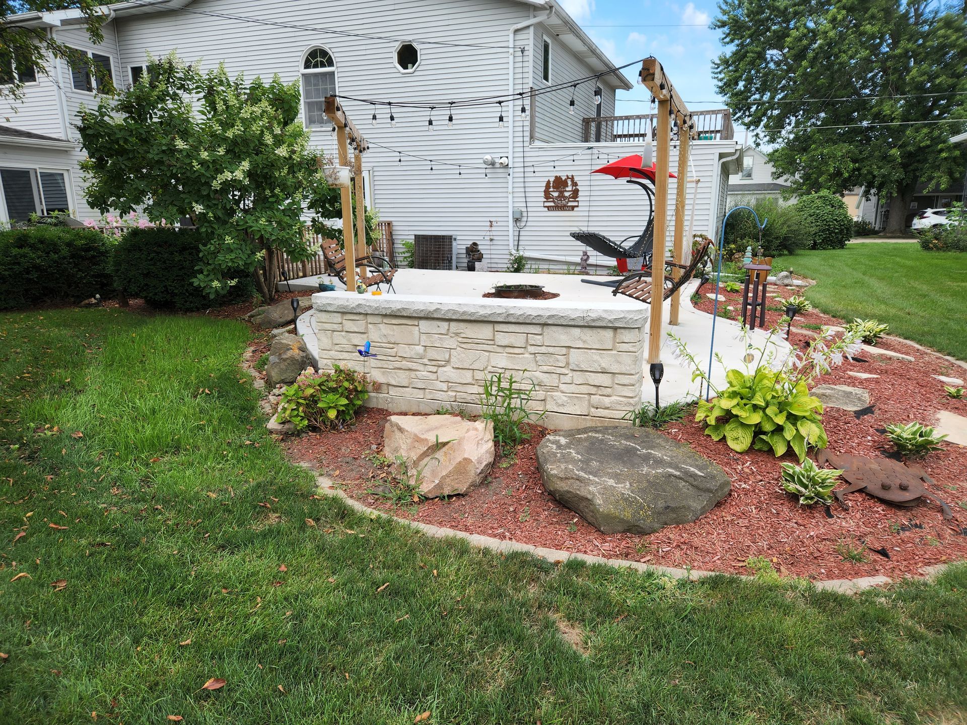 Concrete wall in backyard