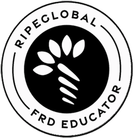 Round black and white logo with