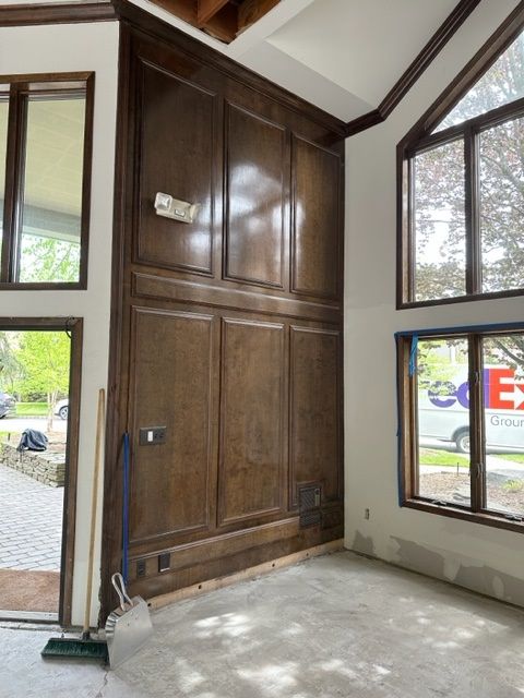 Wall with wooden panels