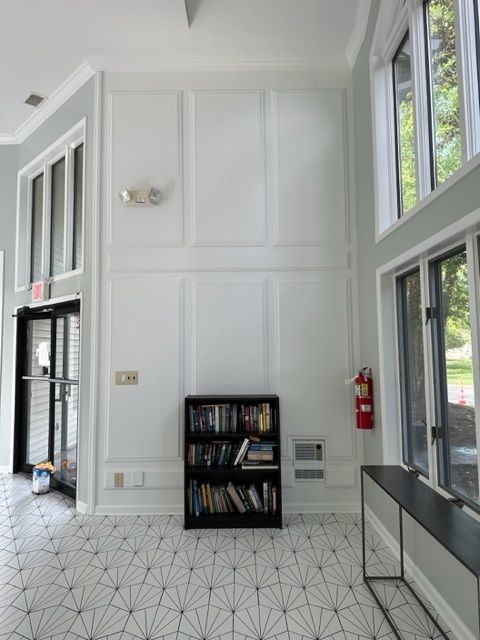 Newly painted wooden panels