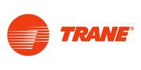 Trane logo: Orange circle with horizontal lines, 
