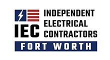Independent Electrical Contractors Fort Worth logo in blue, red, and white