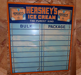 Hershey ice cream menu board