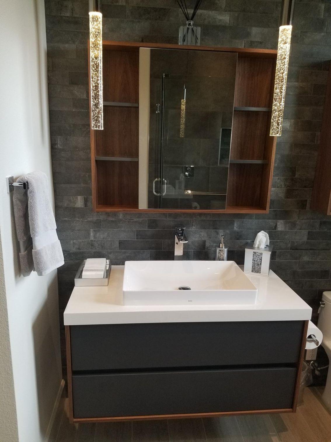 Bathroom with new sink and cabinet