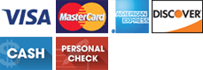 Visa | MasterCard | American Express | Discover | Cash | Personal Check