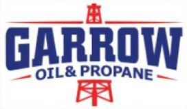 Logo for Garrow Oil & Propane with blue text, red trim, and oil derricks