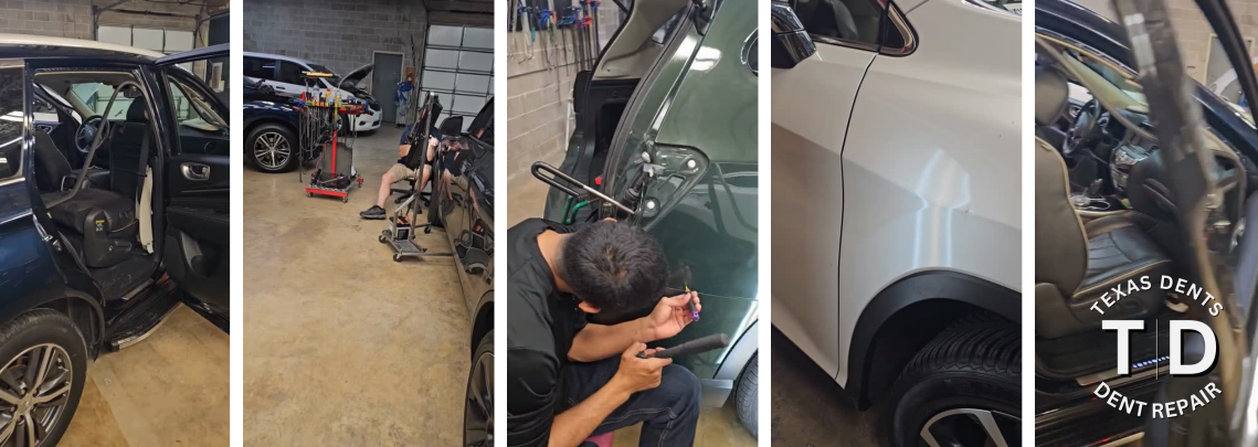 Texas Dents sop full of cars with dent techs working on dents