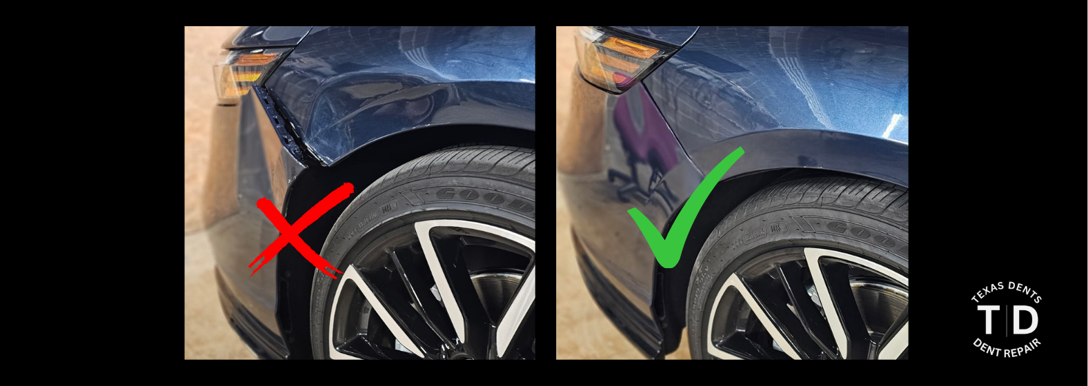 Image of dent with a red 