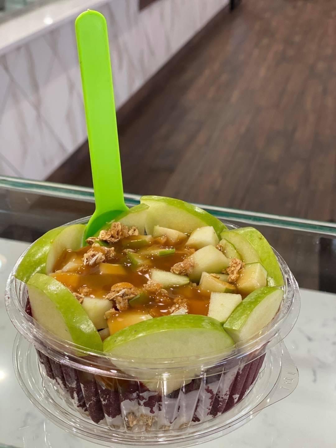 Caramel apple fruit bowl