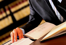 Attorney reading law books