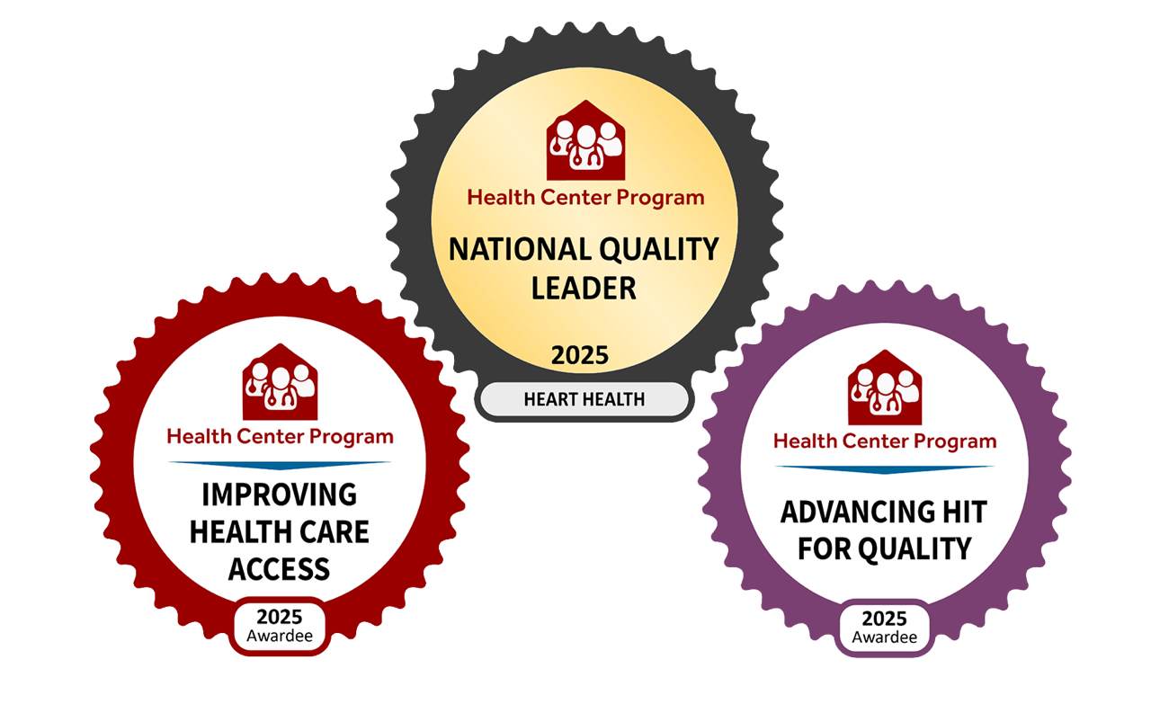 Three health center program badges