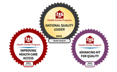 Three health center program badges