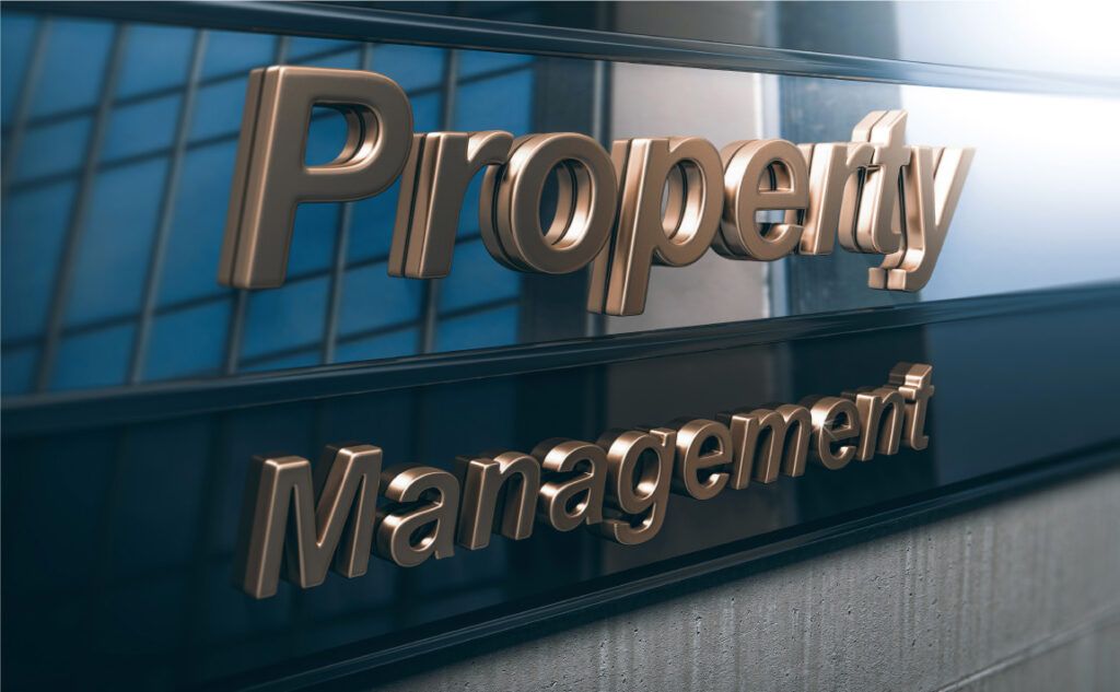 A building with the word property management on it