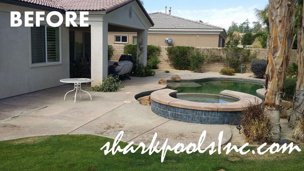 A before picture of a house with a swimming pool