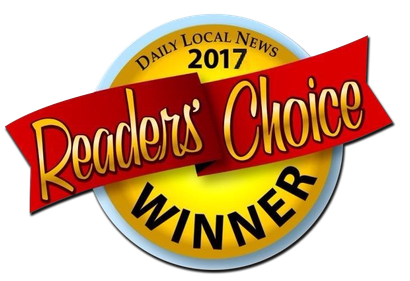 A badge that says readers choice winner on it