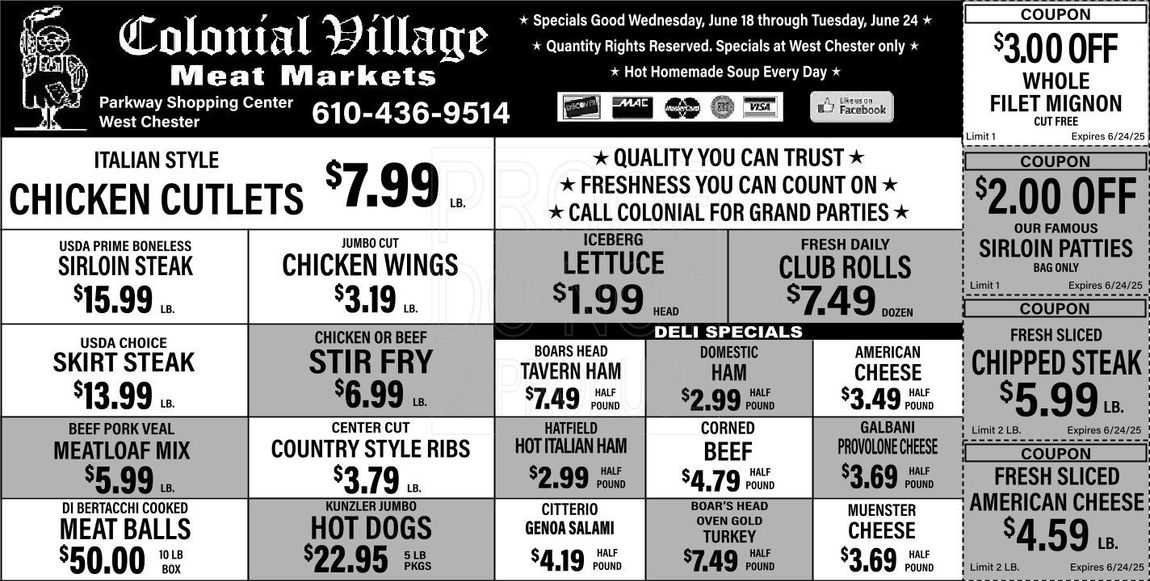 Colonial Village Meat Market June 2025 Flyer