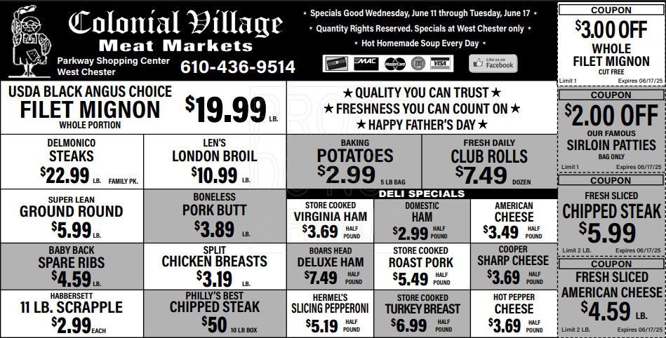 Colonial Village Meat Market June 2025 Flyer
