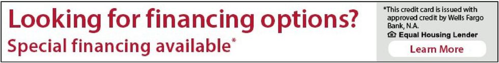 Banner ad for financing options with a red Special Financing Available button and Learn More link