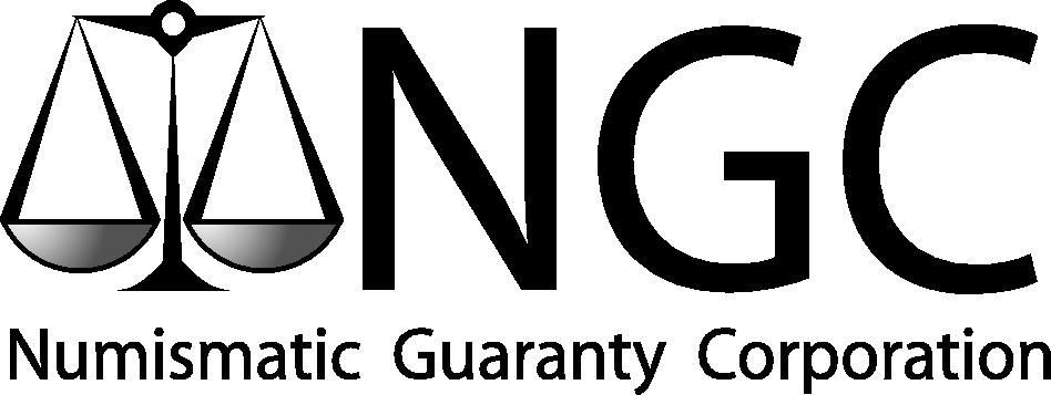Logo for Numismatic Guaranty Corporation, featuring a balance scale and the letters 