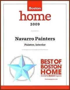 Boston Home 2009 award certificate for Navarro Painters, with blue star and red text