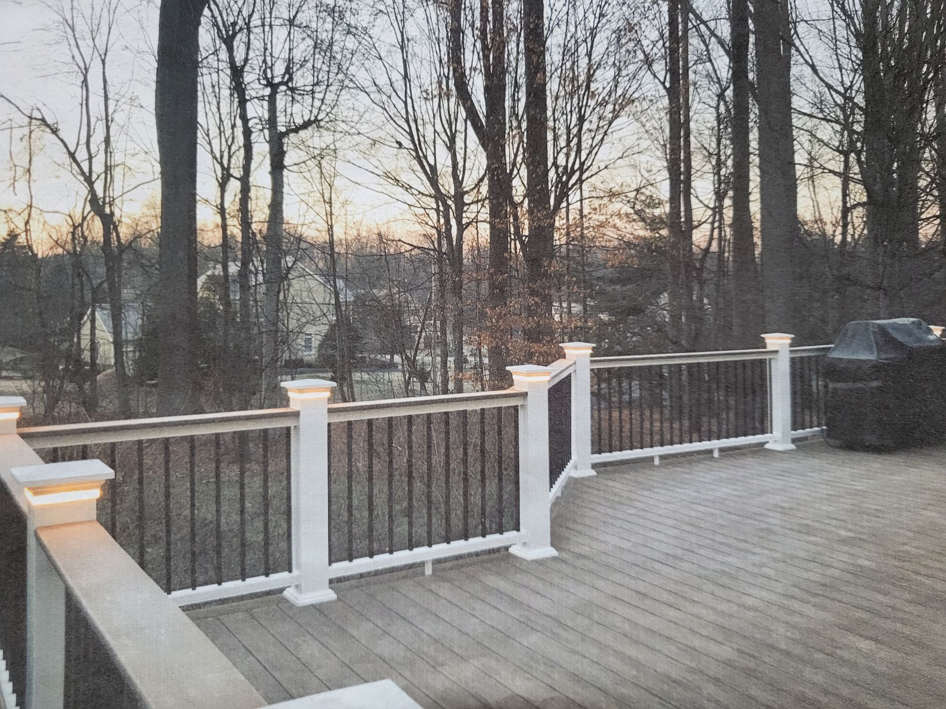 composite deck with trees